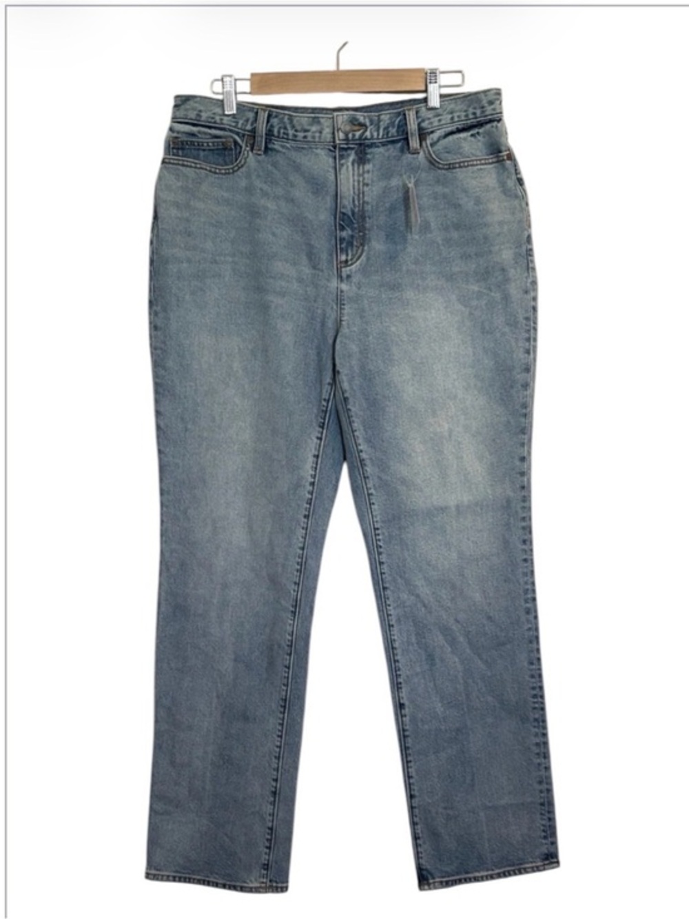 Lands’ End Wide Leg Jeans Women’s Size 14 High Rise Light Wash Stretch Denim